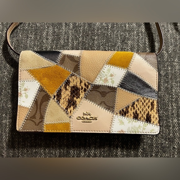 Foldover Crossbody Clutch With Signature Canvas Patchwork - Picture 2 of 11
